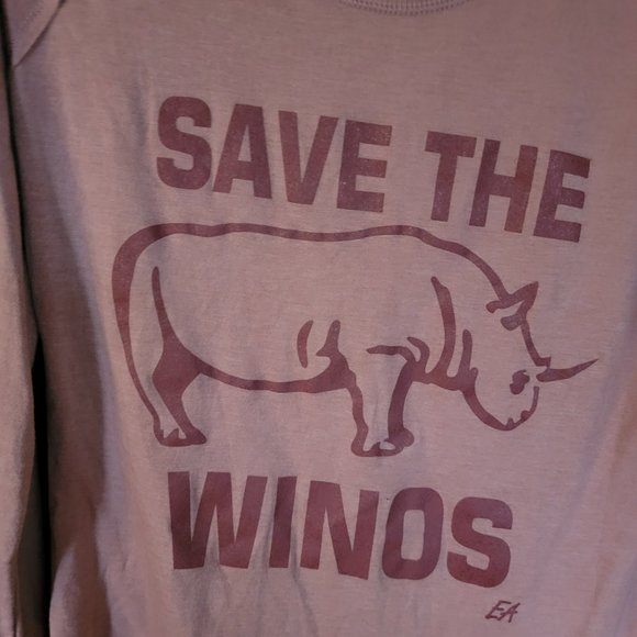 Funny Save the Winos Long Sleeve Graphic Tee Shirt Size Medium Wine Theme Tee - Picture 3 of 7